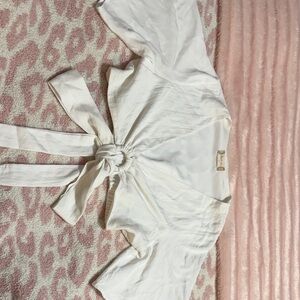 Altar’d State White Flowy SleeveTie Crop Top